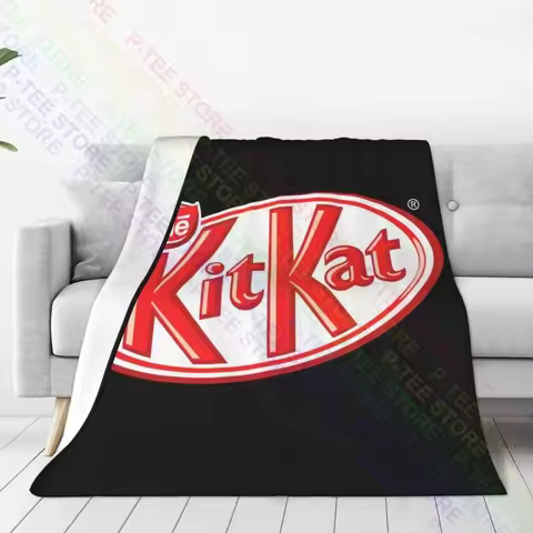 Nestle Kitkat Logo Chocolate Wafer Blanket Winter Raschel Home Decor Bedding Travel Decorative Sofa