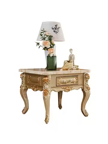 JC European French light luxury living room square corner sofa coffee side table oak solid wood carv