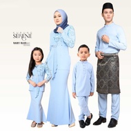 BAJU KURUNG MODEN LACE SET FAMILY SEDONDON IBU ANAK BABY BLUE BAJU MELAYU SLIM FIT BAJU RAYA 2024 BUDAK KIDS SEREN AC