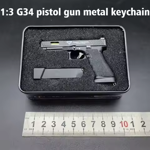 Alloy Empire GLK TTI G34 1:3 Size Pistol Model Throw The Shell Metal Gun Keychain Ornament PUBG Toys