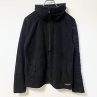 古著Calvin Klein Performance 長袖羊毛夾克，帶刺繡標誌，黑色，小號