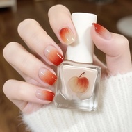 (With Box) Apple Stripe Pattern Fake Nails Short Square False Nails 24 Pcs/box R961