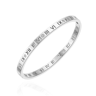 CELOVIS Chantal Roman Numeral with Zirconia Closed Hinged Bangle in Silver Men &amp; Women - S/L
