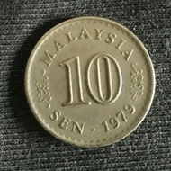 uang logam kuno 10 sen Malaysia 1979