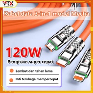 VTX 3 in 1 Data Cable 120W Fast Charging Micro USB Type C Iphone Cable 3 in 1 IOS USB Android Data C