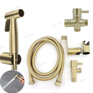 Gold Toilet spray bidet sprinklers Muslim Sprayer shower head Hook holder Water hose T valve Douche Handheld WC Bathroom F1SG