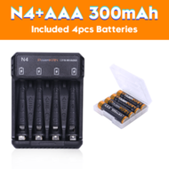 Set (Battery + Charger), PowerKAN 1.2V Ni-MH Rechargeable AAA Batteries + N4 Charger, High Capacity 
