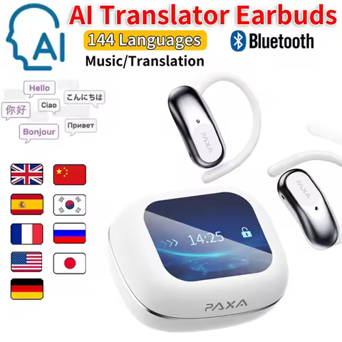 PAXA OpenAirUltra AI OWS Translation Earphones 100+ languages Headphones Stereo Touch Display Multi 