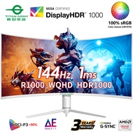 Titan Army 34” 3.5K 3440X1440 UltraWide 144Hz/165Hz HDR400 Gaming Monitor Fast-SVA 1000R Curved 10bit 1.07b Color, Brightness⩾400nits, Peak 500nits A34QGN R1000 SVA Spk One