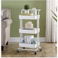 3 Tier  Home Kitchen Rack With Plastic Wheel Multifunction Storage Trolley Rack Office Shelves