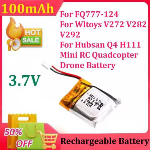 3.7V 100mAh Lipo Battery for FQ777-124 Wltoys V272 V282 V292 for Hubsan Q4 H111 Mini RC Quadcopter D