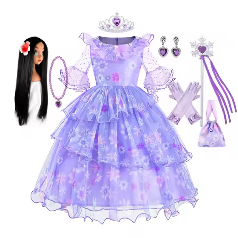 Encanto Costumes Cosplay Princess Dress Isabella Charm for Girls Carnival Christmas Birthday Party M