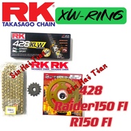 [428 RK XWRING] Raider R150Fi 428 REAR SPROCKET SETS ORING KLW XSO RK GOLD CHAIN HARDEN STEEL