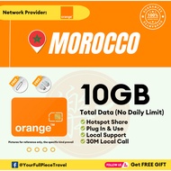 【Orange Morocco】【15 Days】【摩洛哥上网卡】【North Africa】【4G High Speed Data】4G Travel Prepaid Sim Card