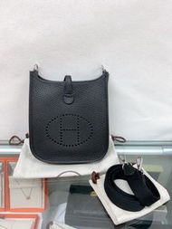 全新✨Hermes mini evelyne black 黑銀 / stamp w