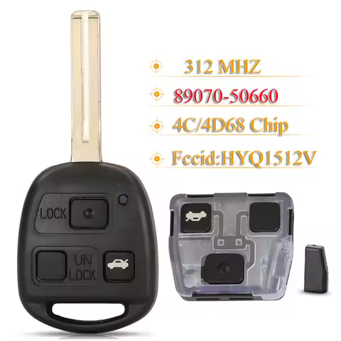 Jingyuqin 89070-50660 3 Buttons Remote Control Car Key Fob HYQ1512V 312Mhz 4C/4D68 Chip For Lexus IS
