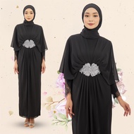 Jubah Abaya Lace Sulam Muslim Dress Islamic Bridesmaid Dress Jubah Abaya Hitam Premium Muslim Elegant Dress