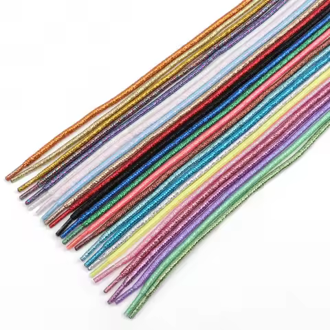 Glitter Colorful Shoelaces Round Shoelace Trendy Bright Sneakers Laces Sports Shoestring Leather Sho