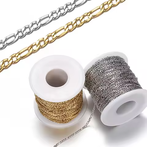2Meters Stainless Steel Chain 2.5mm Flat Cuban NK 3:1 Gold Chains Curb Necklace Chain for Handmade B