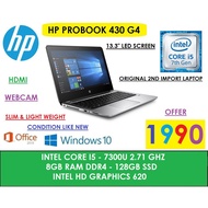 LAPTOP HP PROBOOK 430 G4 CORE I5 7TH GEN 8GB RAM DDR4 128GB SSD LIKE NEW LAPTOP