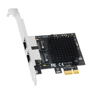 2.5Gb PCIE Network Card PCI Express X1 to 2 Port RJ45 Gigabit Ethernet NIC 2500Mbps Network Adapter 