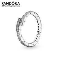 Pandora Pandora logo sterling silver ring with clear cubic zirconia เครื่องประดับ แหวน แหวนเงิน สีเง