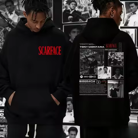 The Gangster Movie Scarface Star Tony Montana Al Pacino Hoodie Fashion 2025 Autumn/Winter Printed 10
