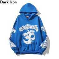 ไอคอนมืดพิมพ์กระเป๋าด้านหน้าเสื้อขนแกะและ Hoodies ผู้ชายฤดูใบไม้ร่วง Pullover คลุมด้วยผ้าผู้ชาย Stre