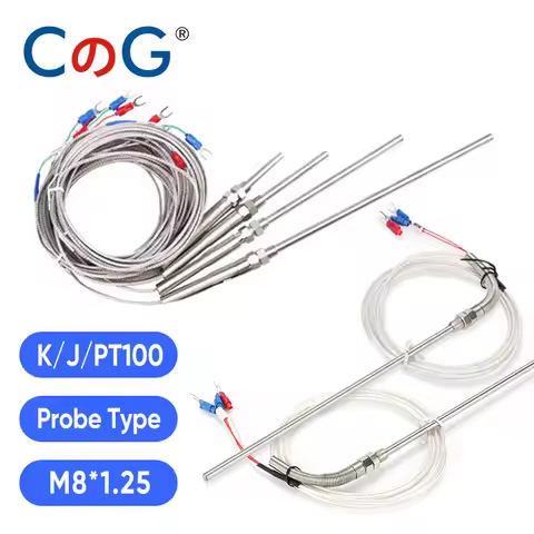 0-800 degree M8 1m 2m 3m 5m K J PT100 Type 50mm 150mm 100mm 200mm Probe Screw Thread Cable Thermocou