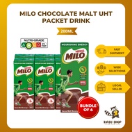 [Bundle of 6] Milo Chocolate Malt Uht Packet Drink 200ml - Energy Boost