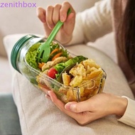 ZENITHBOX​ Leakproof Salad Jar, Portable Transparent Salad Container, Salad Box with Side Opening Pl