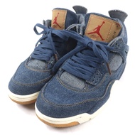 狀況極佳 ▼ Nike 耐克 Levi's A02571-401 AIR JORDAN 4 RETRO 牛仔運動鞋，靛藍色，尺寸 8 (26cm)，帶鞋盒，男款。