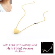 Tiny Gold Sweet Single Dainty Heart Necklace with FREE 14K Luxury Gold Heartbeat Pendant Necklace