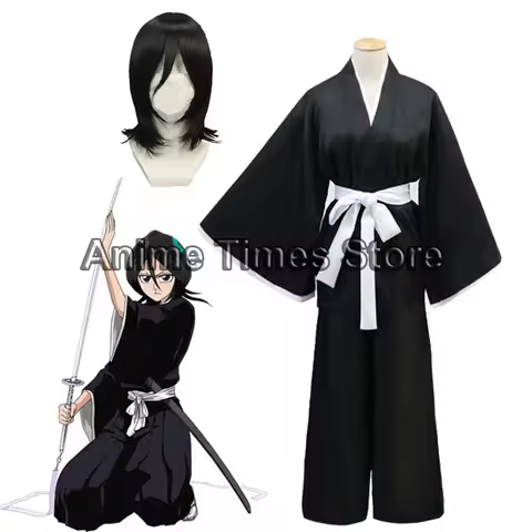 Anime Bleach Kuchiki Rukia Cosplay Costume Rukia Kuchiki Wigs and Kimono Uniform Sets Die Pa Bleach 