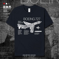 Áo Phông Ngắn Tay In Hoa Sáng Tạo Máy Bay Chở Khách Hàng Không Dân Dụng Boeing 727 Mỹ Trang Phục Mùa