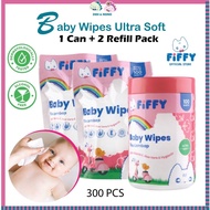 FIFFY Baby Wipes 1 bottle 2 refill (300sheets)
