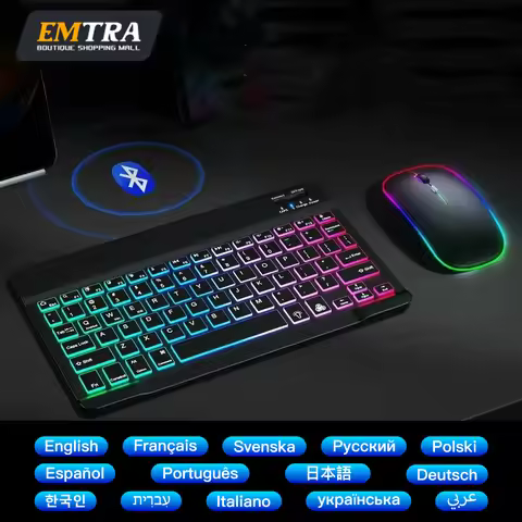 10 inch Backlit Backlight Bluetooth Keyboard Mouse For IOS Android Windows for iPad 10th Pro Air Sam
