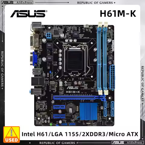 ASUS H61M-K Motherboard Support i5-2500K 3570K i7-3770K 2600 i3-3250T 2100 CPU 2×DDR3 DIMM 1600MHz L