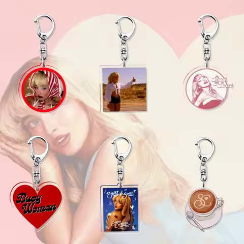 Sabrina Manchild Incredible Pop Singer Busy Woman Acrylic Keychain Lovely Bag Charms Pendant Key Cha