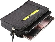 DFV mobile - Multipurpose Horizontal Belt Case 2 Compartments Zipper for ZTE Axon M - Black (16,5x 9cm)