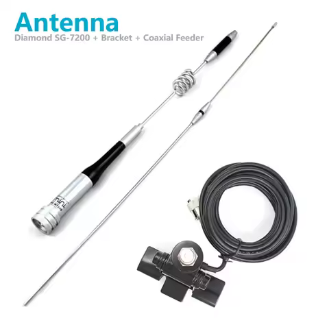 DIAMOND SG-7200 High Gain 144/430MHz VHF/UHF Dual Band Mobile Antenna RB-400 Mount Clip 5M Cable for