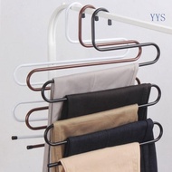 YYS S-Shaped 5 Layers Hanger Bottom Trouser Pants Hanger Non Slip Closet Space Saver for Jeans Scarf Tie Skirts Clothes