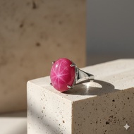 Cincin Lelaki Batu Delima Bintang Steel (Titanium Steel) / Starlight Ruby Stone Men Stainless Steel 