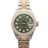 Rolex Women's Clothing Log Type 18K Gold Olive Green Diamond Automatic Mechanical Watch Ladies 69173 Rolex