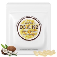 LETSCOL 2-in-1 Vitamin D3 K2 Supplement Softgel, Vitamin D3 10000 IU and Vitamin K2 200 mcg, K2 MK7 