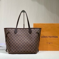 LV棕棋盤格neverfull中號購物袋  紅色內里 尺寸約31*28*14cm