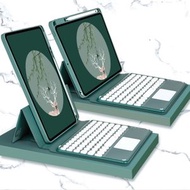 全城熱賣 - 底殼可旋轉藍牙鍵盤皮套 帶觸控板 適用於iPad 10.2 2021 & 2020 & 2019 / Air 2019 / Pro 10.5 inch（暗夜綠）