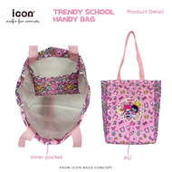 Icon Girl Polyester Handy Tote Bag printed in Cartoon Gamer Girl, carry to school, outing or use as 