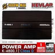 เพาเวอร์แอมป์ KEVLAR K-4800.1 ไฟ4000WMAX 1CHANNEL เครื่องเสียงรถยนต์ แอมป์ขยายเสียง เพาเวอร์แอมป์ แอ