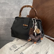 Gucci 古馳 黑色牛皮竹節包